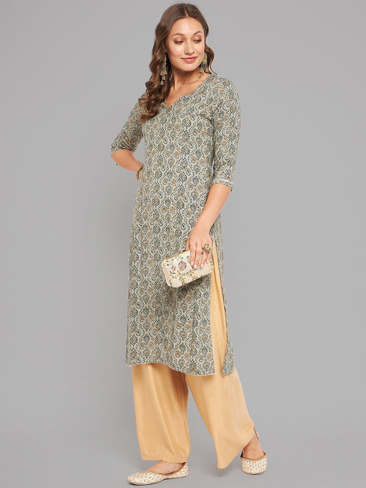 Women Olive Kurta With Lace - Kashyap Global Lifestyles LLP