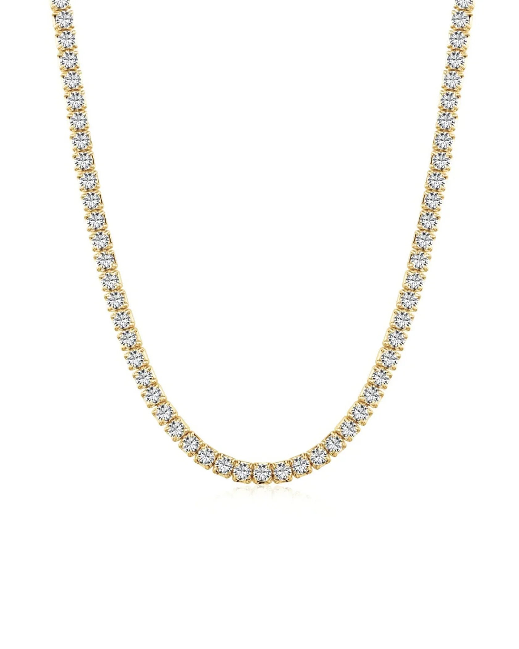 Tiffany Tennis Necklace Gold 3MM with Zirconia Crystals