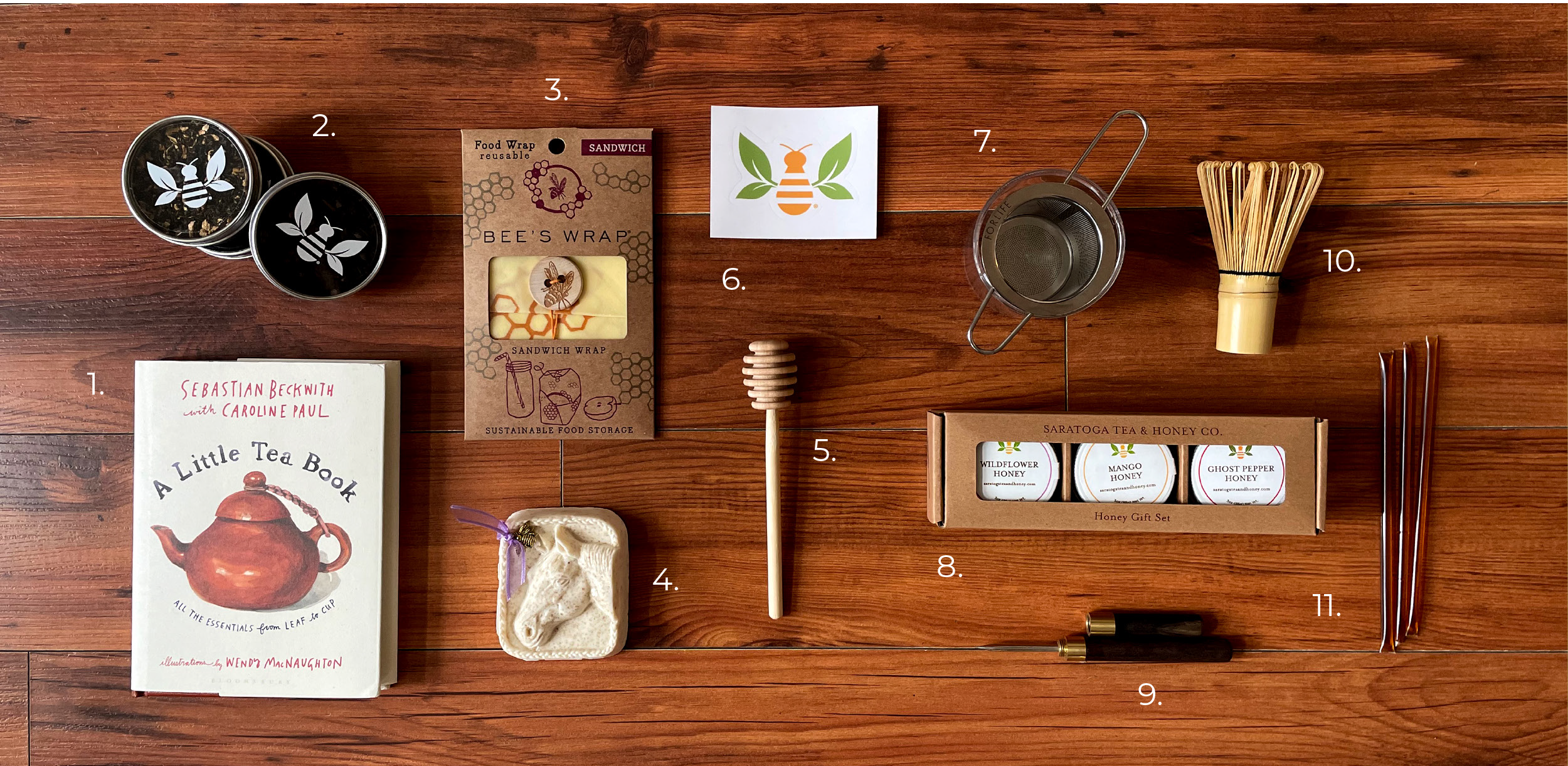 Image of suggested tea and honey stocking stuffers