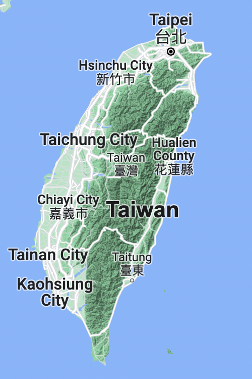 Google Maps View of Taiwan with topography