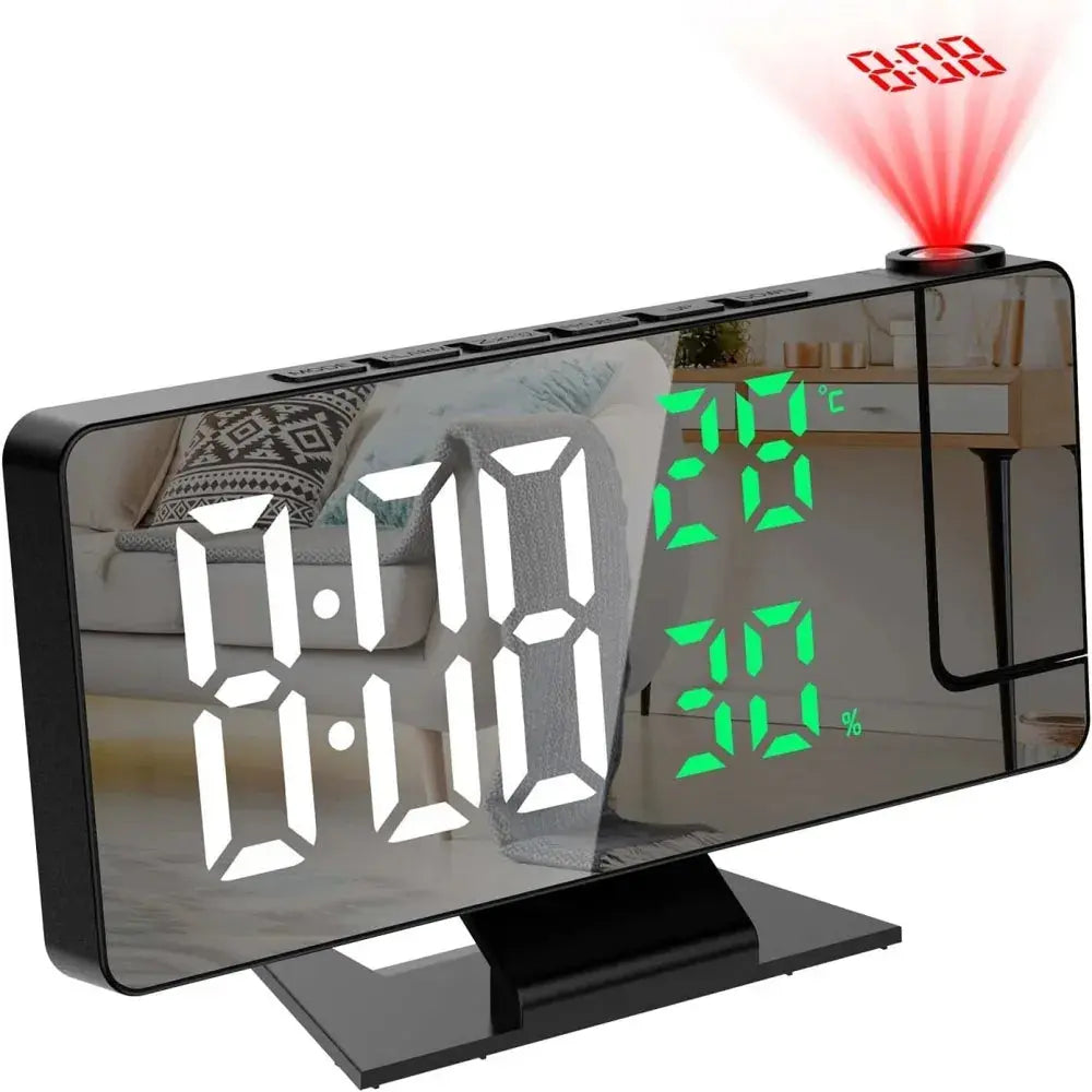 180 Degree Rotatable Projection Digital Alarm Clock with Temperature and Humidity Display