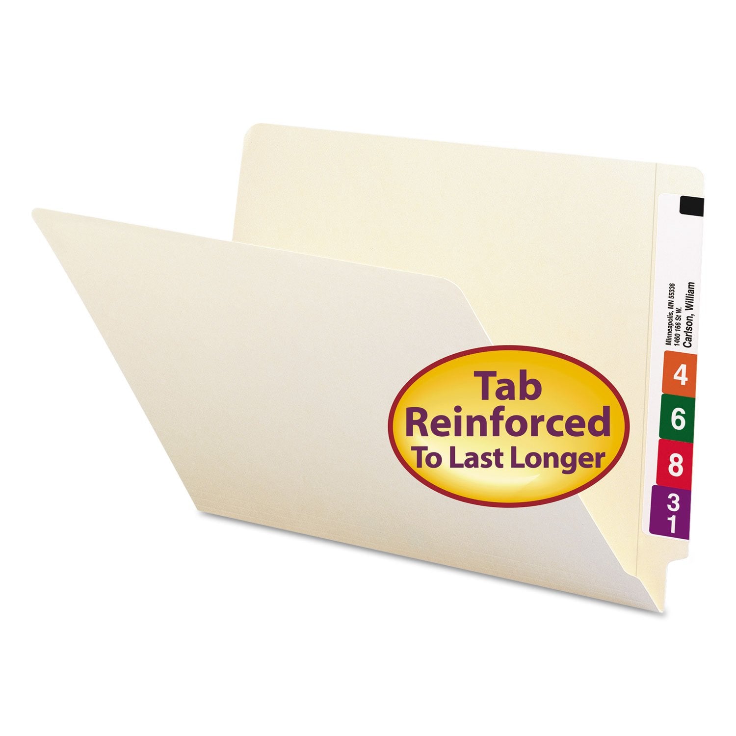 Smead End Tab Folders,Straight Tab,Legal,9-1/2"Front,100/BX,MLA