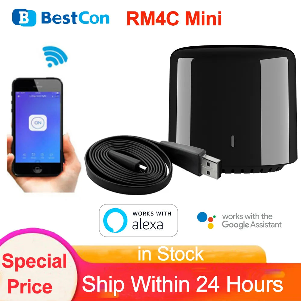 Broadlink BestCon RM4C Mini Smart Home Automation Module Universal WiFi/IR/4G Wireless Remote Controller Via Alexa Smart House