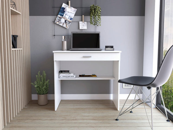 IFANNY – Escritorio blanco para computadora con cajones moderno escritorio  de oficina con bandeja para teclado y estante de almacenamiento abierto –  Yaxa Colombia