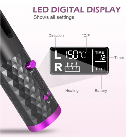 Cordless Automatic Hair Curler LED Display