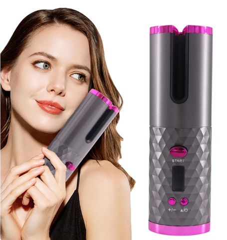 Cordless Automatic Hair Curler in use