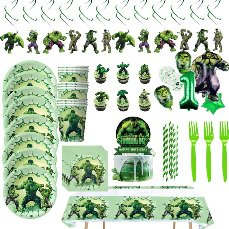Super Hero Hulk Theme Birthday Party Decorations Kids Boy Disposable Tableware Napkin Paper Cup Plate Tablecloth Party Supplies