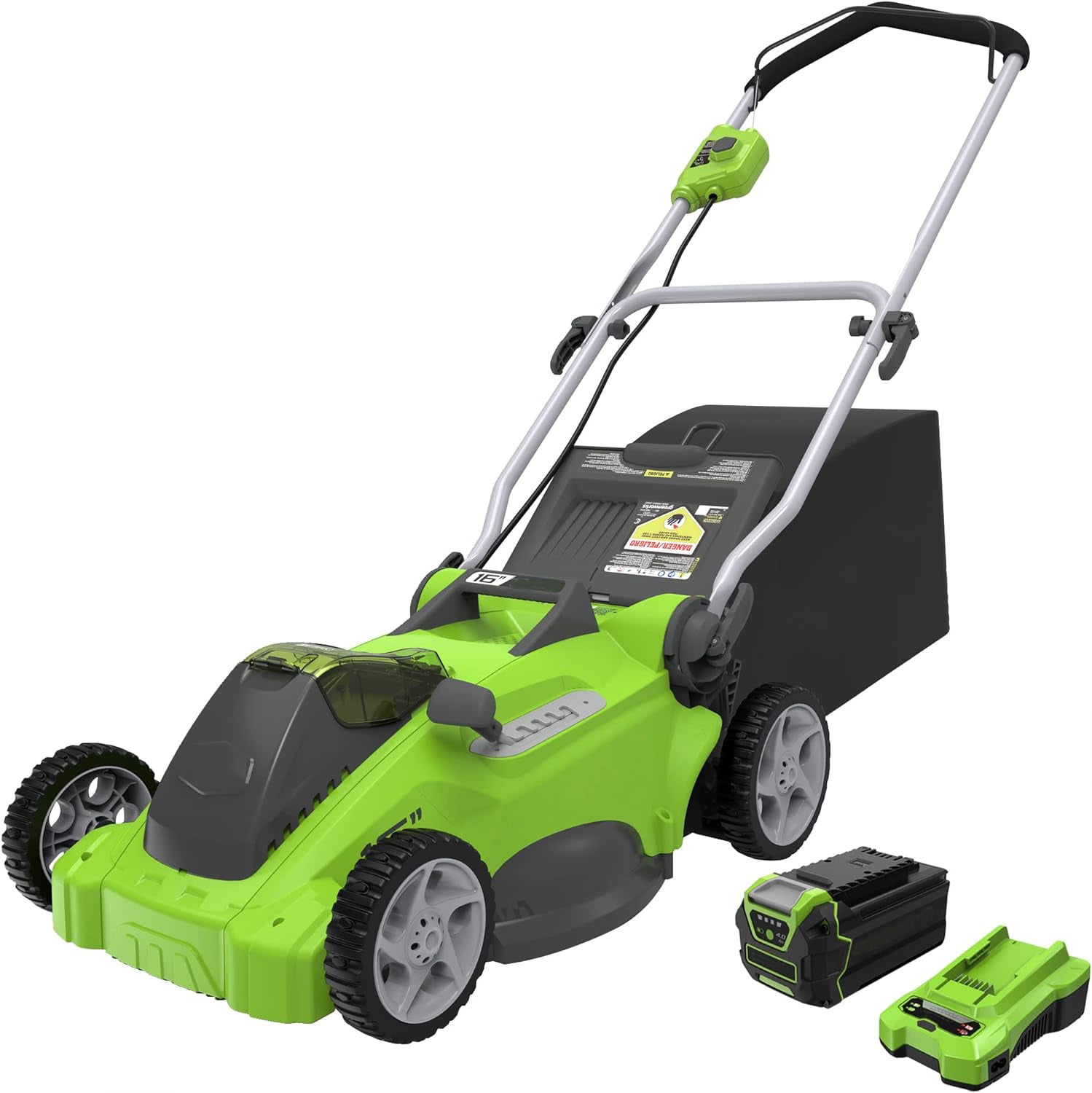 40V 16" Cordless Electric Lawn Mower, 4.0Ah Battery and Charger Included
