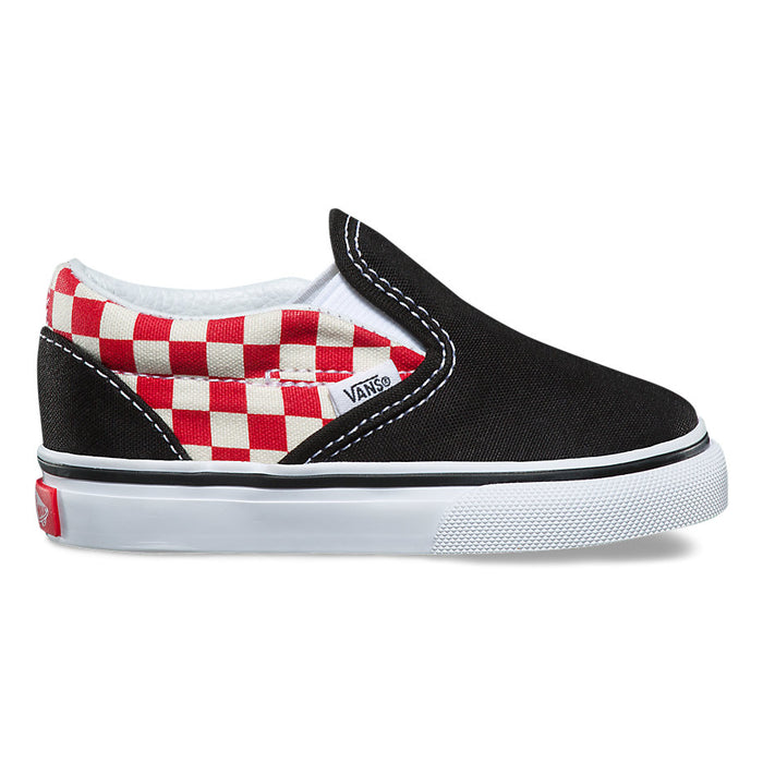 checkerboard vans black and red