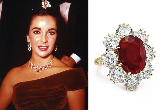 elizabeth taylor ruby necklace and ring