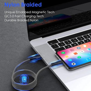 100W 6A Magnetic Suction USB A /USB C To Type C Fast Charge Data Cable Easy Storage For Samsung Xiaomi Phone Charge USB C Cord - OrnaVida