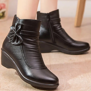 WOMEN'S SIDE ZIPPER PLATFORM BOWKNOT BOOTS - Gopain Shoes™