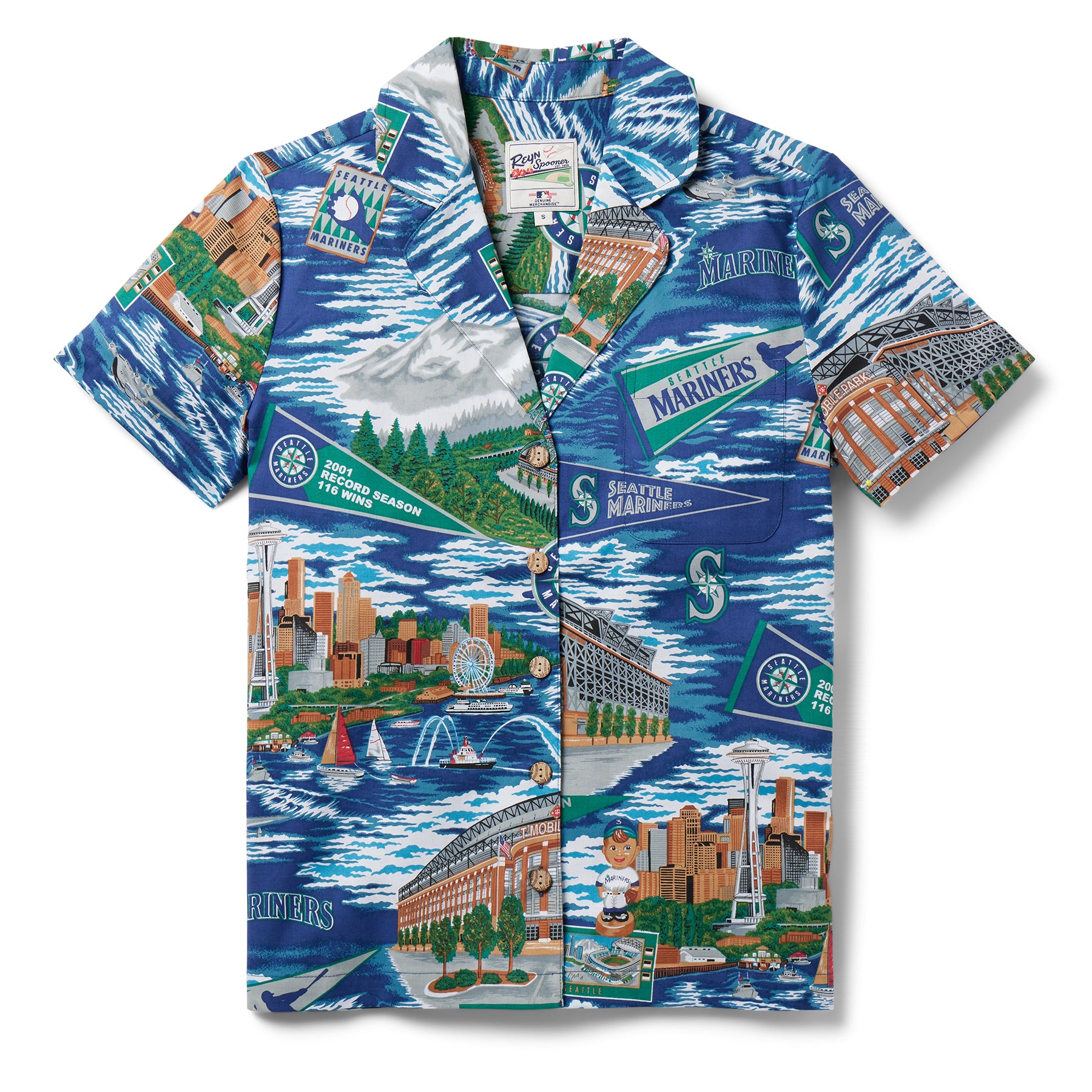 WOMEN'S SEATTLE MARINERS SCENIC CAMP SHIRT / 100% Cotton