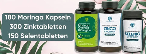 180 Moringa Kapseln 300-Zink Tabletten 150 Selen Tabletten