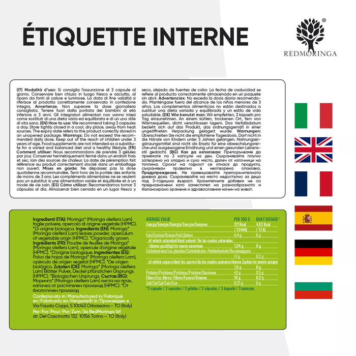 Moringa internes Label