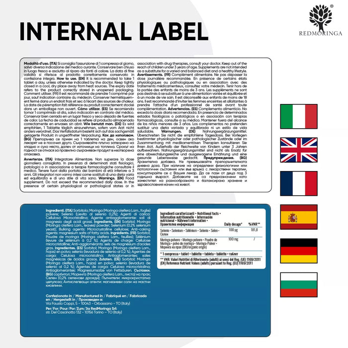 internal label selenium supplement moringa redmoringa