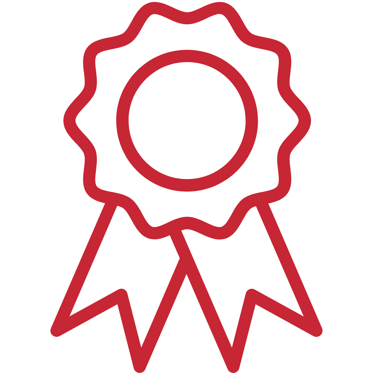 Red and black badge ribbon icon.