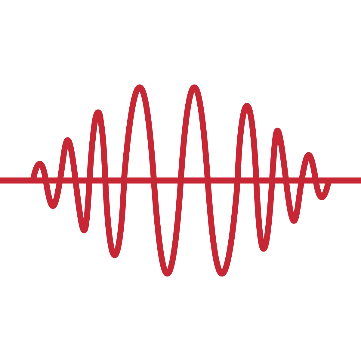 Red sine wave pattern on a black background.