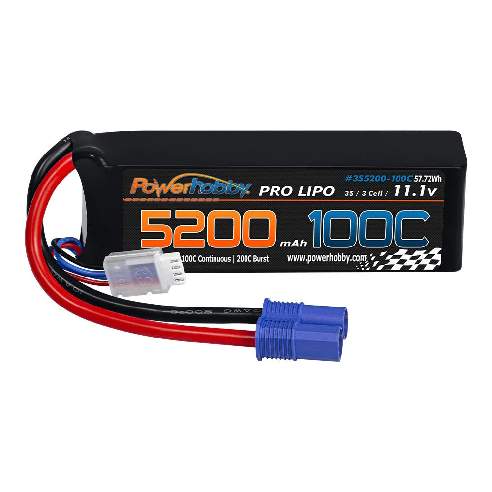 3s 11.V 5200mah 100C - 200C Lipo Battery w EC8 Plug