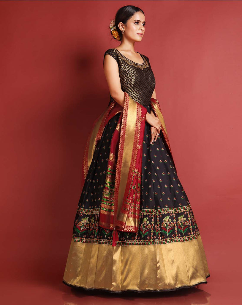 Silver Fushia Banarasi Dress