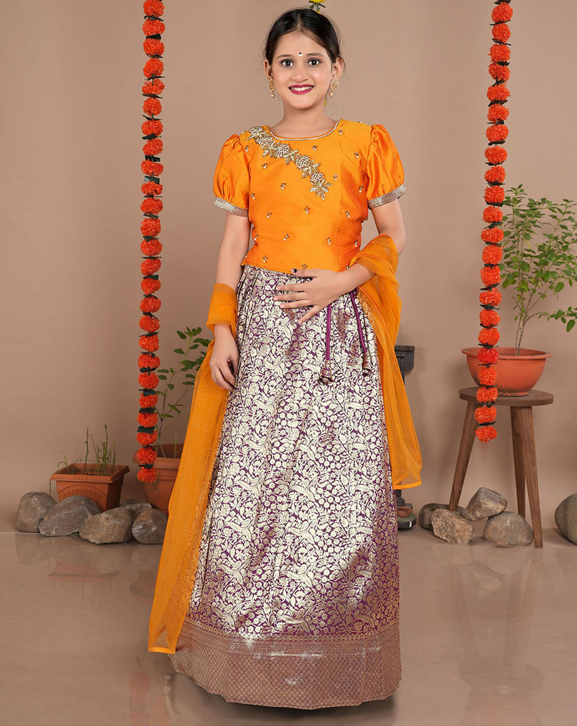 Pattu Lehenga for Kids