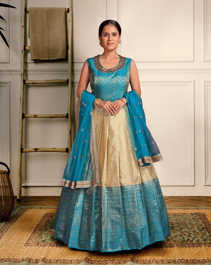 Designer Gown with Banarasi Dupatta