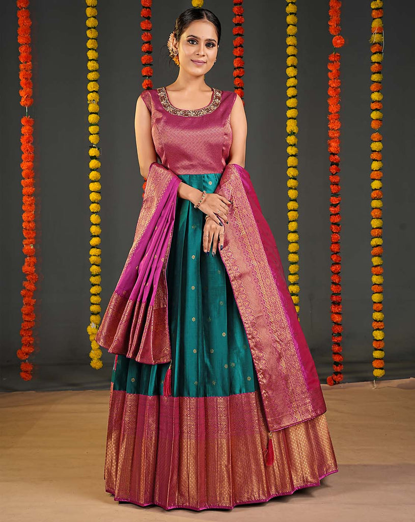 Buy Elegant Polka Dot Banarasi Silk Dress Material (KDB-2032939)