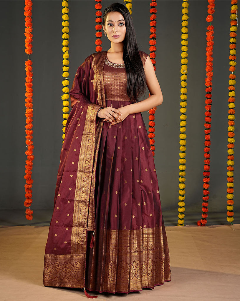 Traditional Banarasi Silk Long Dress