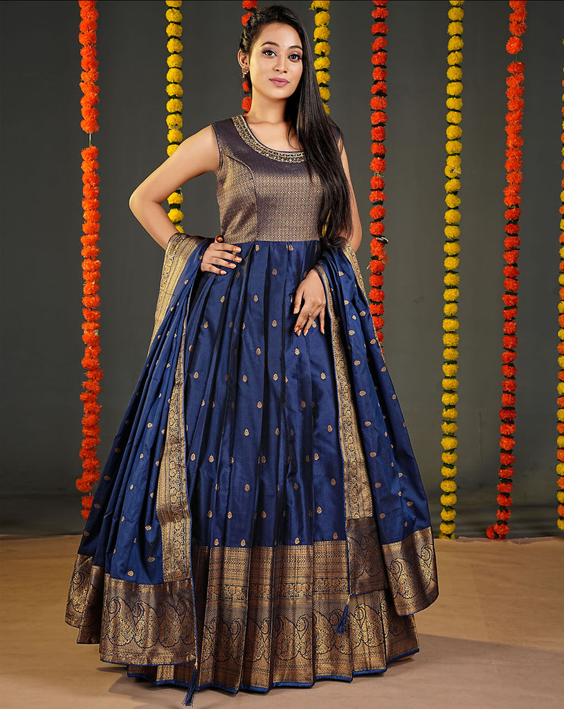 Traditional Banarasi Silk Long Dress