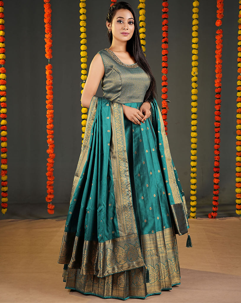 Traditional Banarasi Silk Long Dress