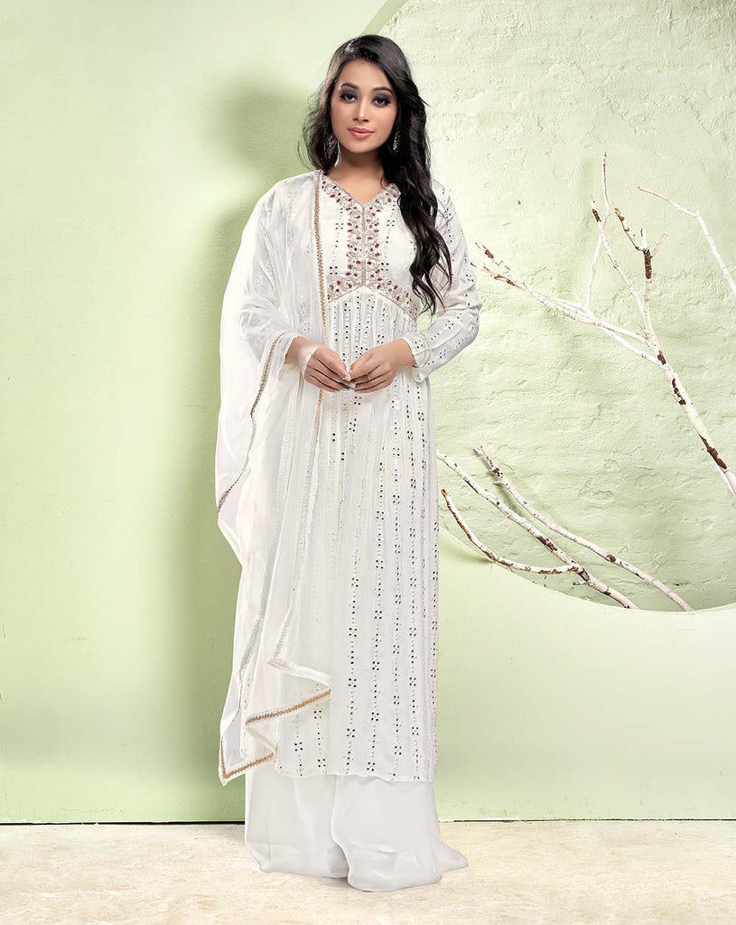 women white palazzo suit in georgette