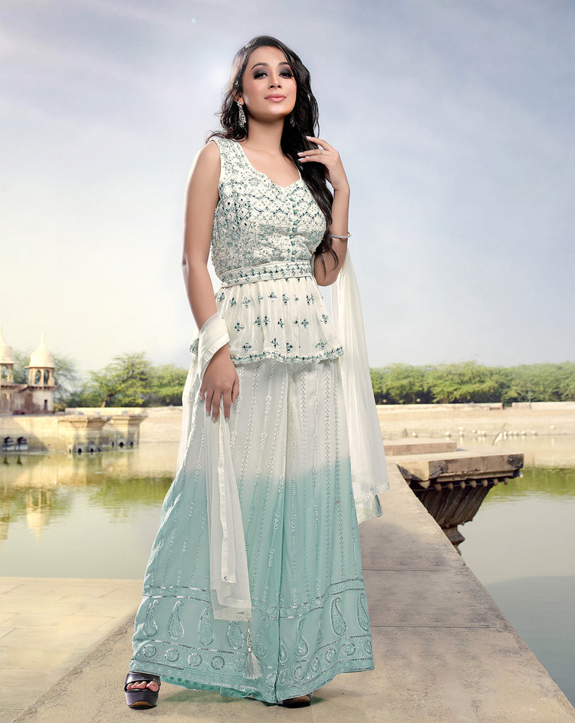 sharara suit in georgette with pastel colour online