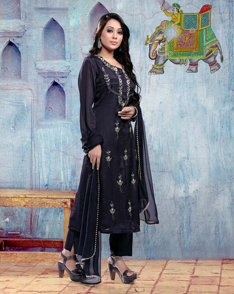 Brocade Pant Style Suit With Dupatta