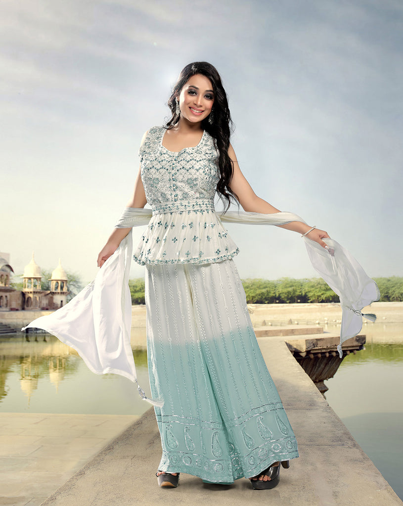 kurta palazzo dupatta set online