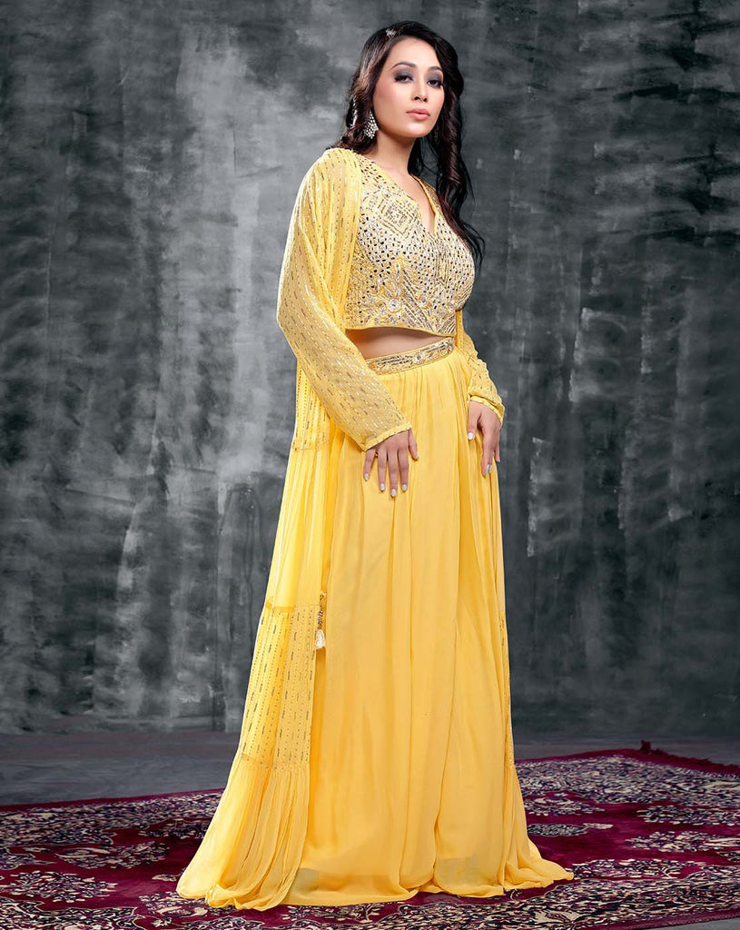 yellow georgette cape set online