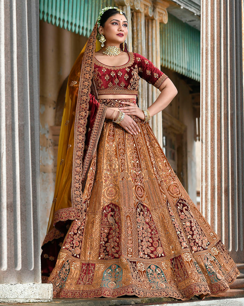 Bridal Lehenga with Round Neck Choli