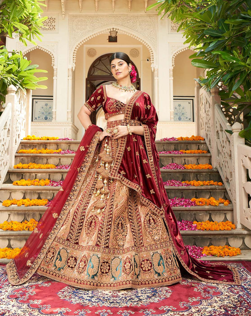 glossy winter lehengas for wedding