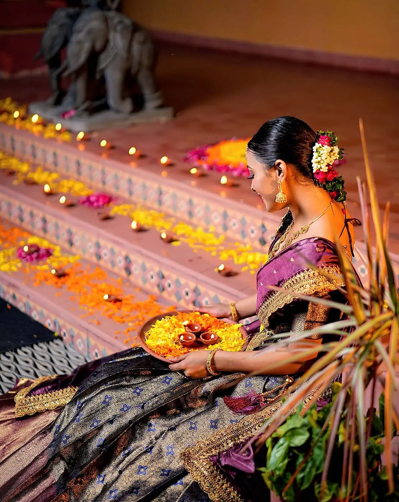 Designer Banarasi Lehenga for Diwali Celebrations