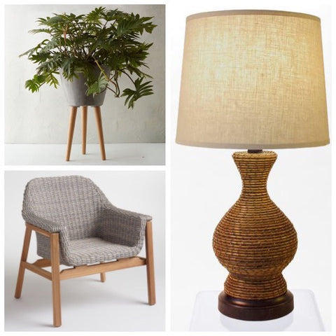 natural outdoor looks with chair, planter, and cordless lamp