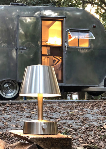 modern lantern mini lamp nickel outdoor camper tiny house