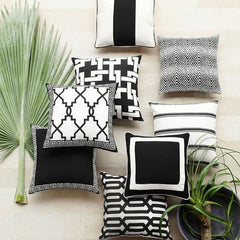 outdoor black and white pillows