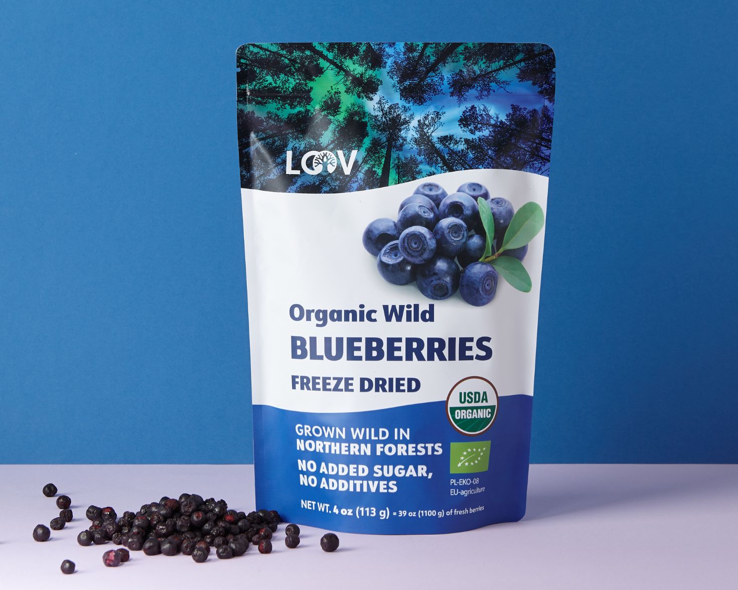 LOOV freeze-dried whole organic blueberries