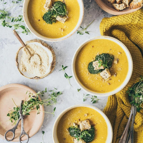 creamy soup with nutritional yeast