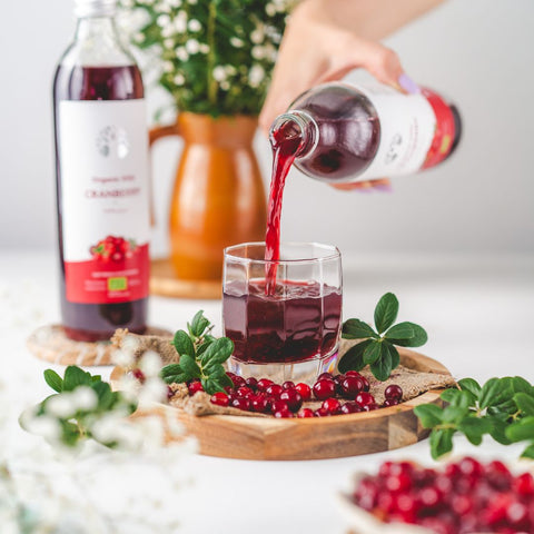 unsweetened organic cranberry juice bottle