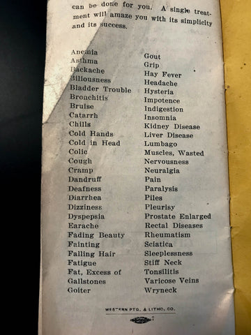 Hamilton Beach Antique Vibrator - User manual - Lists of treatable diseases