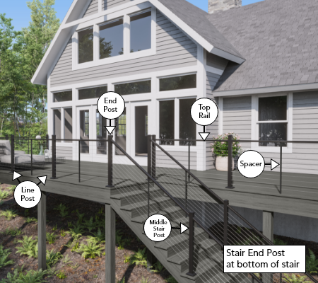 Deckorators Voyage Decking in Sierra with Contemporary Cable Rail in Textured Black