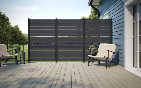 Deckorators Privacy Screen Panels with Composite Dark Slate Privacy Slats #color_dark-slate-slat