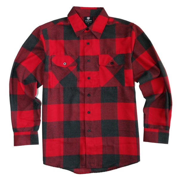 Yago Flannel Long Sleeve Shirt Red/Black/Charcoal 5E - Craze Fashion