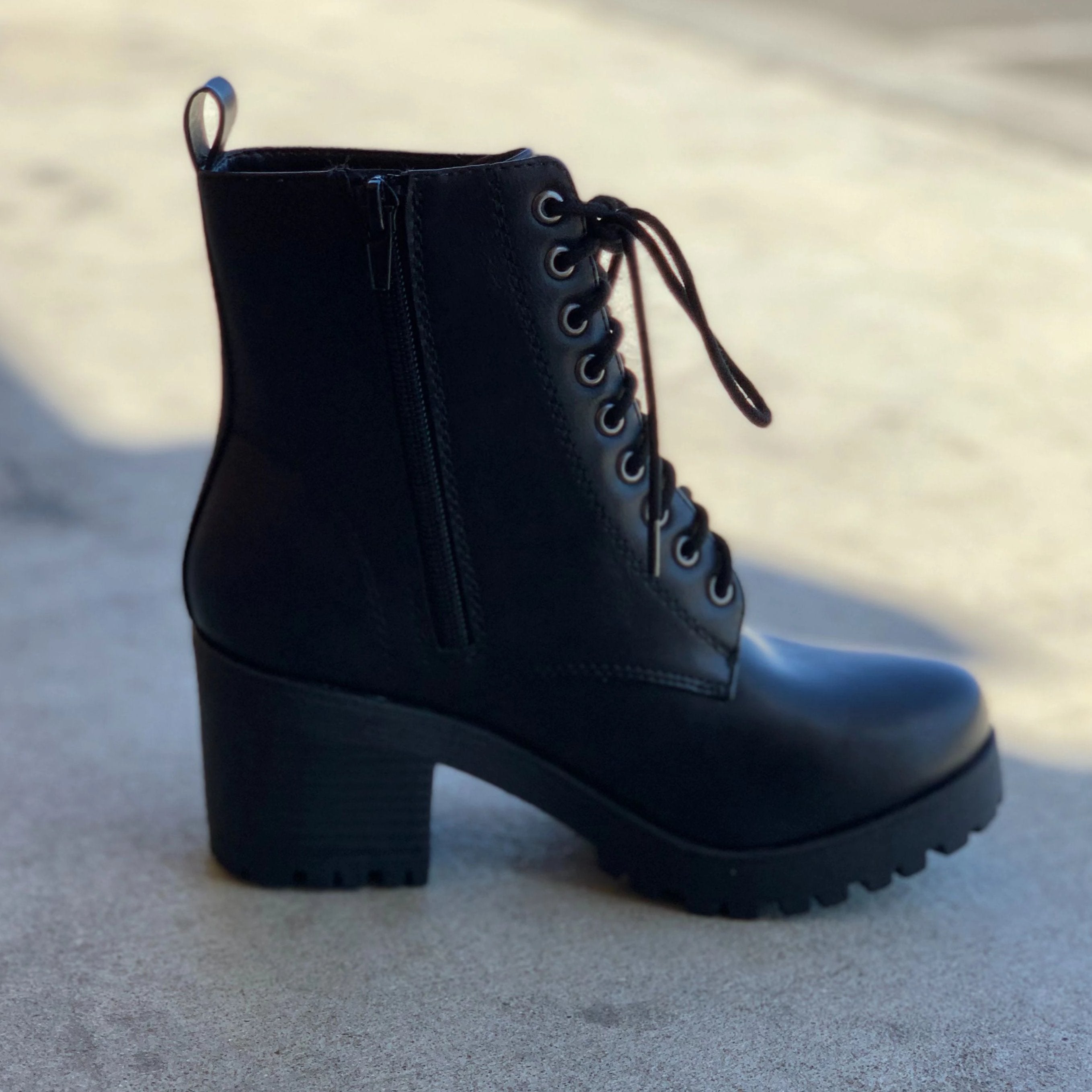 fuzzy lace up boots