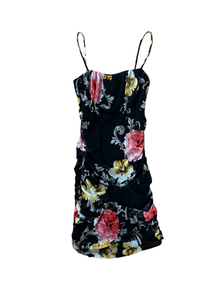 Mesh Floral Print Dress FM 3121 - Craze Fashion